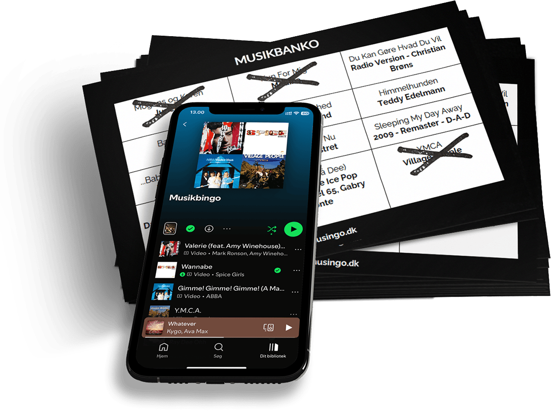 Bingo musicale sul telefono con Spotify e cartelle del bingo